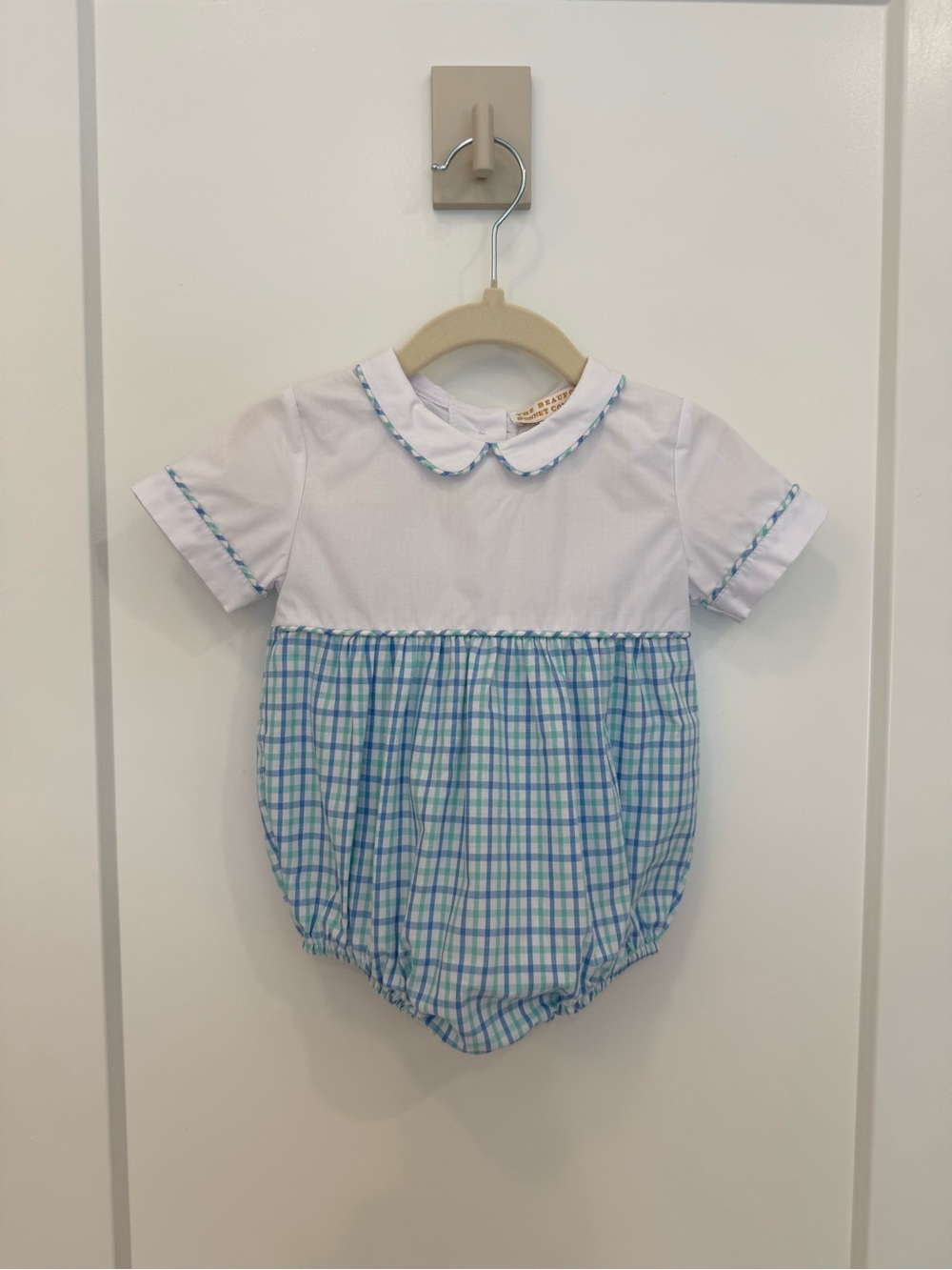 Classic White & Blue Plaid Baby Bubble